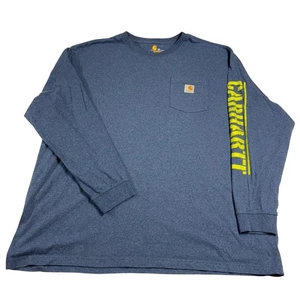Carhartt Herren Langarm Arbeits T-Shirt 3XL Blau mit Ärmel Logo Original Fit - Bild 1 von 7