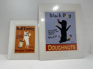 Ken Bailey Black Dog Doughnuts And Bull Terrier Instant Coffee Prints - Picture 1 of 8
