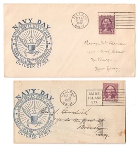 1932 NAVY DAY Cachet • MARE ISLAND NAVY YARD • VALLEJO CALIFORNIA • Naval Covers - Picture 1 of 1