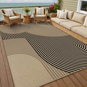Modern Rainbow Easy Jute Rug 6x9 Large Living Room Carpet Washable Outdoor Pa... - Picture 1 of 9