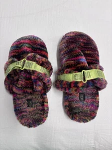 UGG Faux Shearling Mens Size 10 Fluff It Pixilated Slipper Slide Shoe Multicolor - Picture 1 of 3