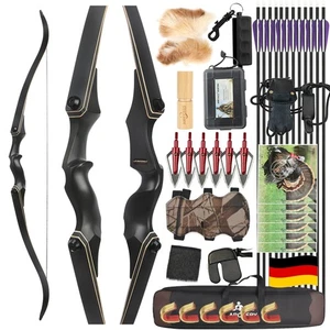 Recurve Bogen Carbonpfeile 60Zoll Metall 55/60lbs Jagdbogen Bogenschießen Angeln - Bild 1 von 12