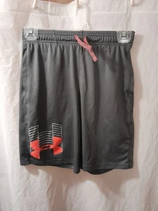Under Armour Grey and Orange Drawstring Shorts Youth Medium  - Picture 1 of 9