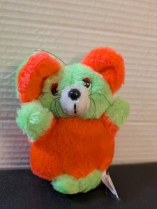 Nanco Vintage Neon Green and Orange Plush Mouse - Picture 1 of 3