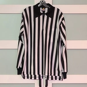 Reda SSK Long Sleeve Black White Referee Shirt Size Large USA Collar Pocket - Picture 1 of 5