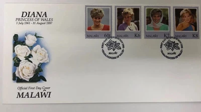 Malawi Official First Day Cover Diana Princess of Wales Stamps fdc 1998 gifts - Image 1 of 4