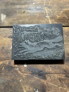 Large Vintage Printing Letterpress Block Print FOX 6”x4 1/2” - Picture 1 of 3
