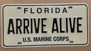 Florida Arrive Alive Souvenir Booster License Plate US Marine Corps FL Tag - Picture 1 of 2