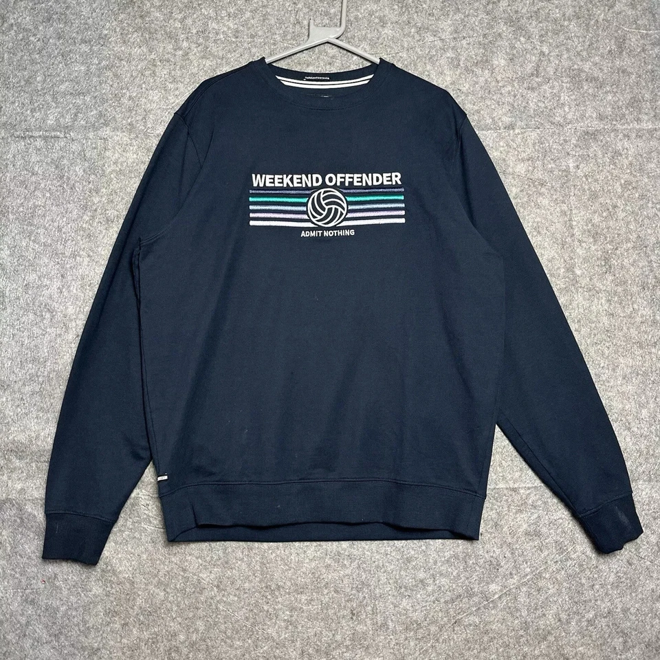Weekend Offender Sweater Mens Size Medium Blue Spell Out Crewneck Jumper - Image 1 of 1