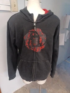 Felpa uomo full zip con cappuccio taglia M Adidas nero/rosso tasche grafica  - Foto 1 di 23