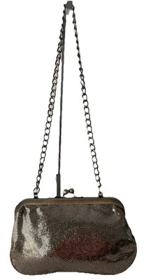 复古 80 年代晚间鸡尾酒手提包单肩包拉丝金色链条 — 第 1/4 张图片