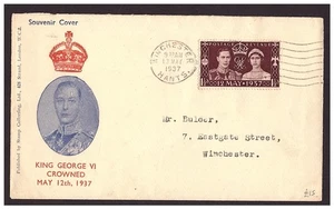 1937 Coronation of George VI illustrated first day cover Winchester cancel. - Picture 1 of 2