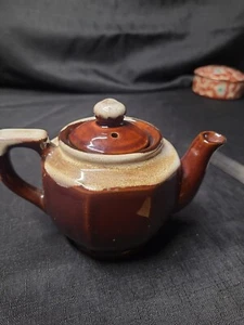 Dripware Teekanne braun Keramik Japan Vintage mit Deckel in Top Zustand - Bild 1 von 5