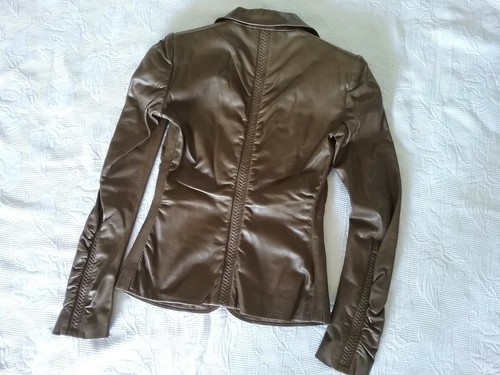 Gucci giacca di pelle blazer con arricciatura taglia 34