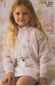 childrens girls lacy yoke cardigan double knit knitting pattern COPY a39 - Picture 1 of 1