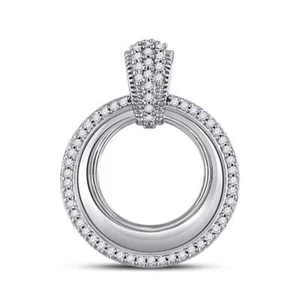 COLGANTE CÍRCULO CONTORNO DIAMANTE REDONDO ORO BLANCO 10K 1/6 CTTW - Imagen 1 de 1