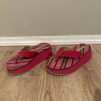Sandalias chanclas vintage y2k años 90 Tommy Hilfiger rosa plataforma rayas Foto 1 de 4