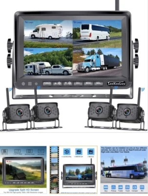 Leekooluu F14 7 inch Wireless Backup Camera System 4 Cameras - Image 1 of 4