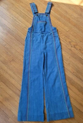 RARE Vintage 1970s Faded Glory Denim Rainbow Overalls - Image 1 of 4