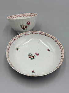 Antique 18th c Qianlong Chinese Export Porcelain Flowers Cup and Saucer - Picture 1 of 10