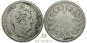France 5 francs Louis Philippe 1831 H argent La Rochelle monnaie française - Imagen 1 de 4