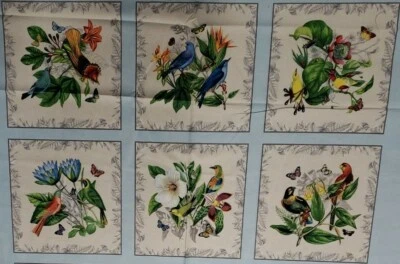 Elizabeth's Studio, Panel Secreto Escape, Pájaros, 6 Bloques, 23"×43"100% Algodón, Azul Foto 1 de 4