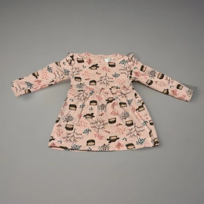 Koala Kids Girl's 18 M Sweatshirt Dress Pink Woodland Owls & Trees, Ruffles, Bow - Image 1 of 4