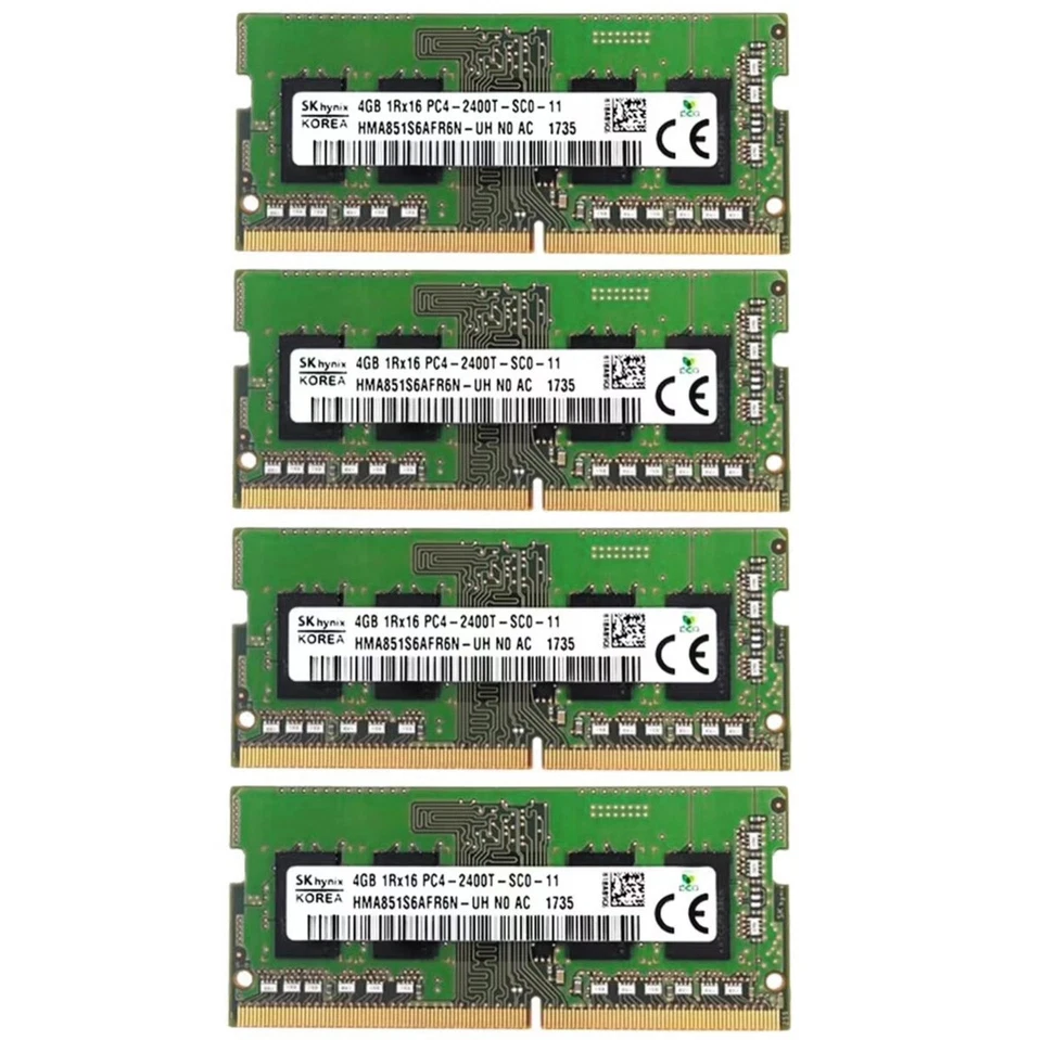 Hynix 14GB (4X4GB) DDR4 2400MHz PC4-19200 Laptop SODIMM Memory Ram HMA851S6AFR6N - Image 1 of 4