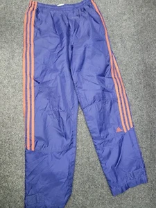 Adidas Pants Boys Large Blue Orange Windbreaker Track Ankle Zip Gym Y2K 90s - Picture 1 of 16