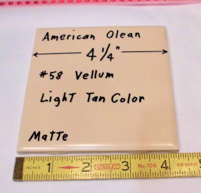 1 件 复古陶瓷瓷砖 * Matte Vellum* American Olean Co. 4-1/4 — 第 1/4 张图片
