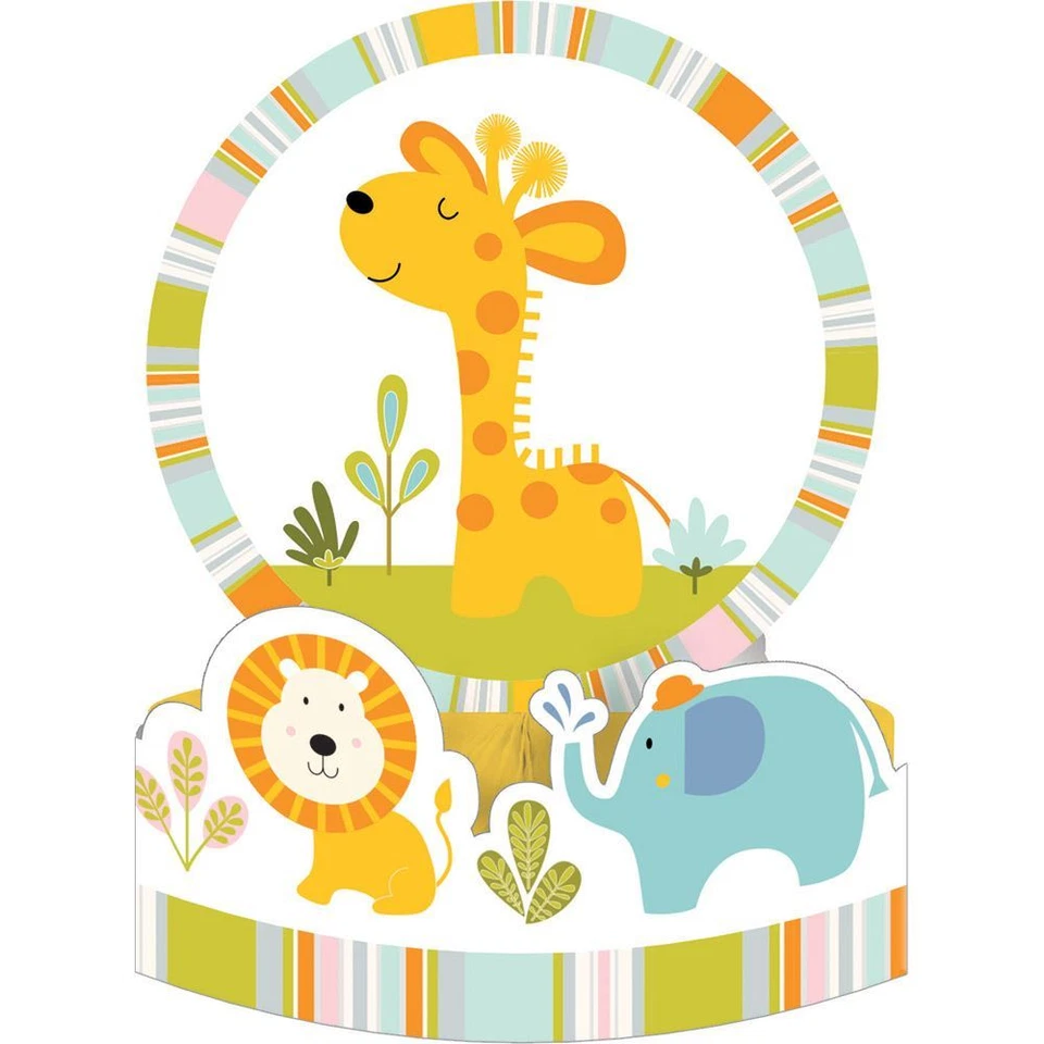 Happi Jungle Baby Shower Honeycomb Centerpiece Giraffe Lion Elephant 1st Birthda - Image 1 of 1