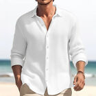 Men Single-Breasted Long Sleeve Shirt Tops Blouse Tunic Simple Casual Autumn /