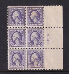 1918 Washington 3c Sc 530 MNH with original gum, VF, plate block of 6 (CA - Picture 1 of 1