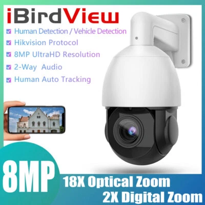 iBirdView 8MP 36x Zoom Human Auto Tracking Two-way Audio POE IP PTZ Camera - Image 1 of 4