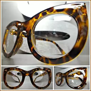 Oversize Vintage Retro Style Clear Lens EYE GLASSES Thick Tortoise Fashion Frame - Picture 1 of 7