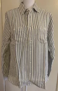 NWT Onia Liam Brush Stripe Deep Navy Shirt Pockets Men’s Size M NEW - Picture 1 of 12
