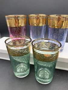Vintage M Missary Paris France Assorted Colors Tea Glasses 3.75” Set Of 5 - Picture 1 of 11