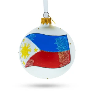 Flag of Philippines Glass Ball Ornament 3.25 Inches - Picture 1 of 5
