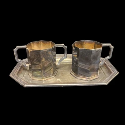 Alden Silverplate Hollowware by Wallace Silver Cream Sugar Tray Coffee Service - Image 1 of 4