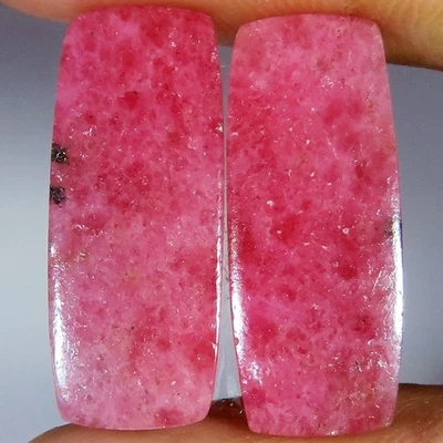 natural RHODONITE pair cushion cabochon loose gemstone 31.45 Cts. (10x26x03 mm) - Image 1 of 4