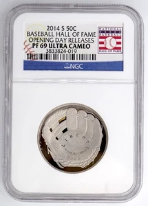 2014-S BASEBALL HALL OF FAME PROOF HALF DOLLAR NGC PF69 ULTRA CAMEO 824019 - Picture 1 of 2
