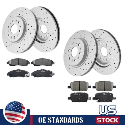 For GMC Acadia Buick Enclave 2017-2020 Front Rear Disc Rotors Ceramic Brake Pads - Image 1 of 4