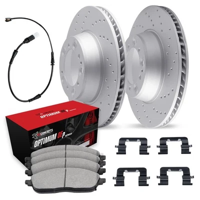 For Mercedes-Benz CL600 03-06 R1 Concepts Drilled Front Brake Kit w Optimum Pads - Image 1 of 2