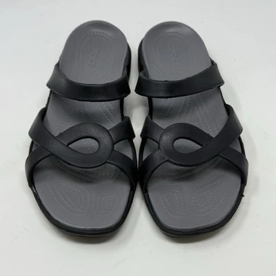 Sandalias Crocs Meleen Twist Slide para mujer 11 negras punta abierta informales cómodas Foto 1 de 4