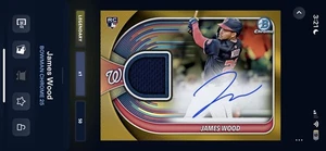Topps Bunt 25 Digital - Legendary James Wood Bowman Gold Rookie Patch Auto Cc50 - Bild 1 von 1