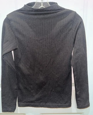 Top Bella Sin Costuras Negro Acanalado Polar Cuello Simulado Talla Pequeña Manga Larga Foto 1 de 4
