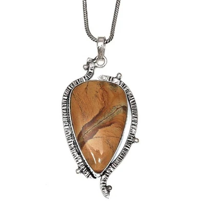 Necklace Amrican Jasper Gemstone Handmade Jewelry 2.25" - Image 1 of 4