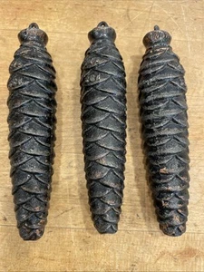VTG Lot Of 3 Heavy Cuckoo Clock Pine Cone Weights Estate Find Cottage Core - Picture 1 of 5