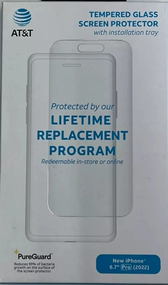 iPhone 14 Pro Max Screen Protector Tempered Glass AT&T 6.7" Pro 2022 4207R