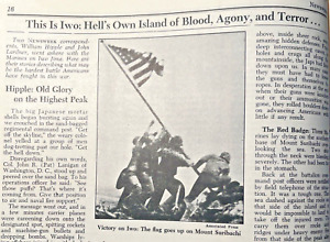 Photo Newsweek Magazine 5 mars 1945 Iwo Jima Marines lève drapeau Joe Rosenthal